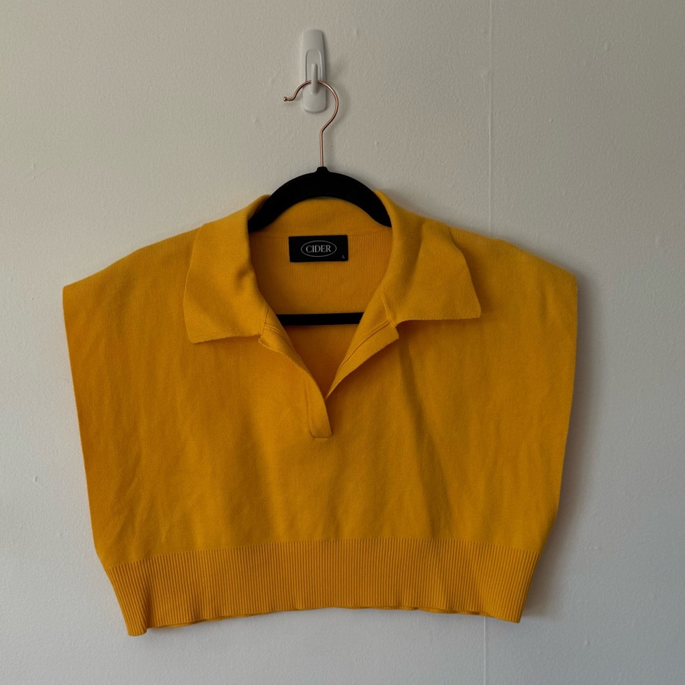 Mustard Polo Sweater, sleeveless